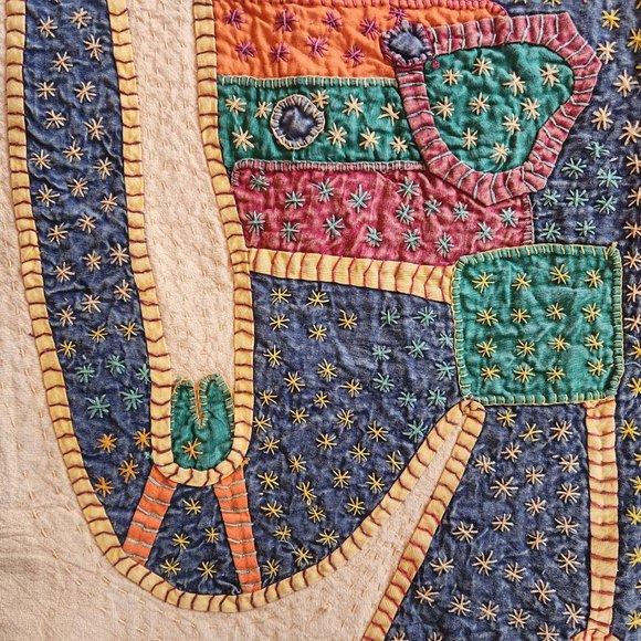 EUC Handmade elephant tapestry in earth tones 47" square Boho - Picture 2 of 4
